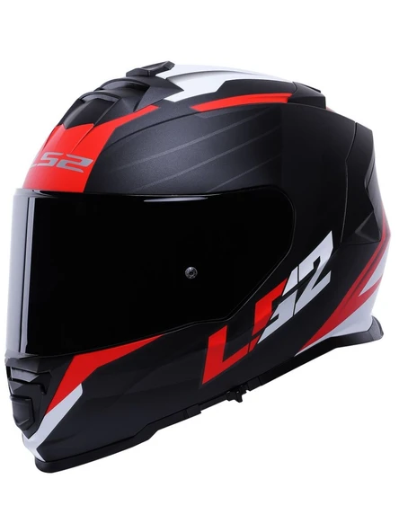LS2 Storm 2 Nerve Kırmızı Kapalı Motosiklet Kaskı Siyah Camlı