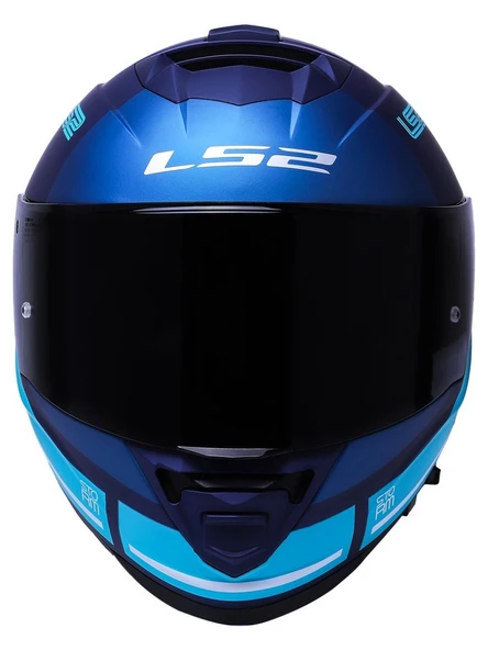 LS2 Storm 2 Slant Mavi Turuncu Kapalı Motosiklet Kaskı Siyah Camlı - 4