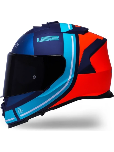 LS2 Storm 2 Slant Mavi Turuncu Kapalı Motosiklet Kaskı Siyah Camlı - 2
