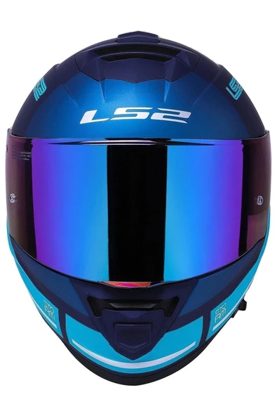 LS2 Storm 2 Slant Mat Mavi Turuncu Kapalı Motosiklet Kaskı Gökkuşağı camlı - 4