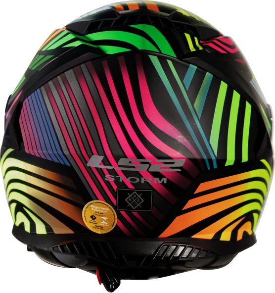 LS2 Storm 2 Power Mat Siyah-gökkuşağı Kapalı Motosiklet Kaskı Siyah camlı - 5