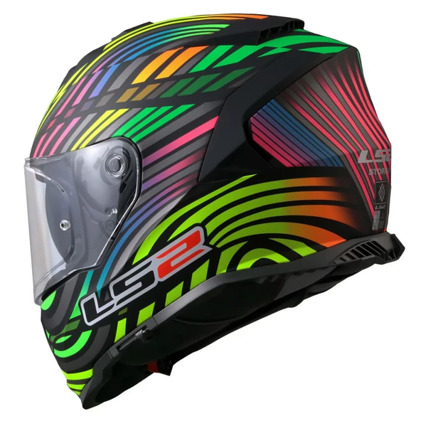 LS2 Storm 2 Power Mat Siyah-gökkuşağı Kapalı Motosiklet Kaskı - 3
