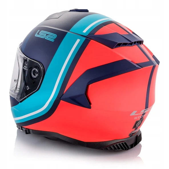 LS2 Storm 2 Slant Mat Mavi Turuncu Kapalı Motosiklet Kaskı Mavi camlı - 5