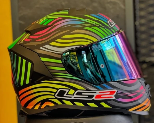 LS2 Storm 2 Power Mat Siyah-gökkuşağı Kapalı Motosiklet Kaskı Gökkuşağı camlı - 4