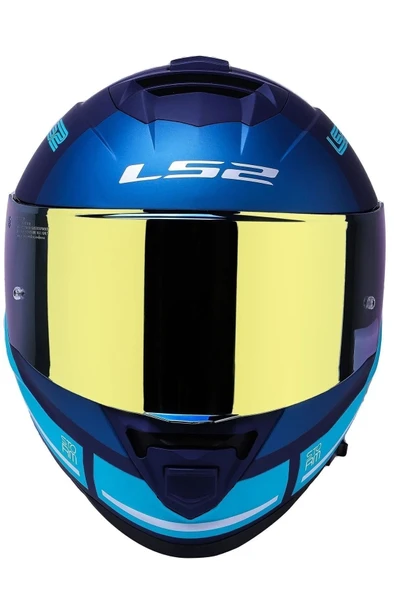 LS2 Storm 2 Slant Mat Mavi Turuncu Kapalı Motosiklet Kaskı Gold camlı - 4