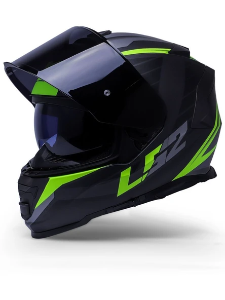 LS2 Storm 2 Nerve Neon Sarı Kapalı Motosiklet Kaskı Siyah Camlı - 4