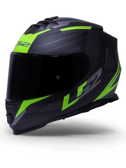 LS2 Storm 2 Nerve Neon Sarı Kapalı Motosiklet Kaskı Siyah Camlı