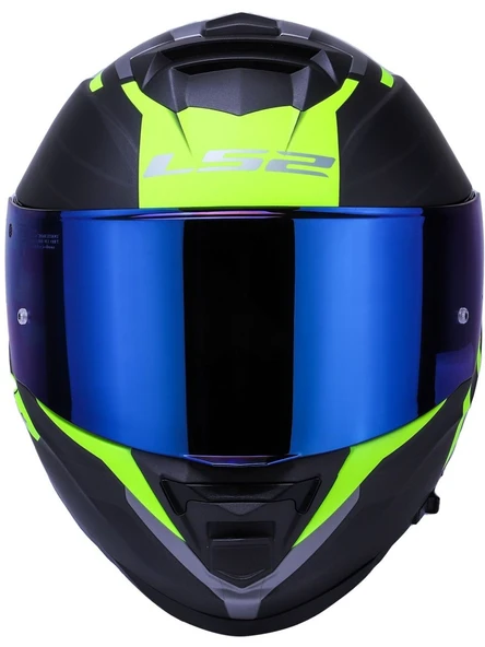 LS2 Storm 2 Nerve Neon Sarı Kapalı Motosiklet Kaskı Mavi Camlı - Resim 4