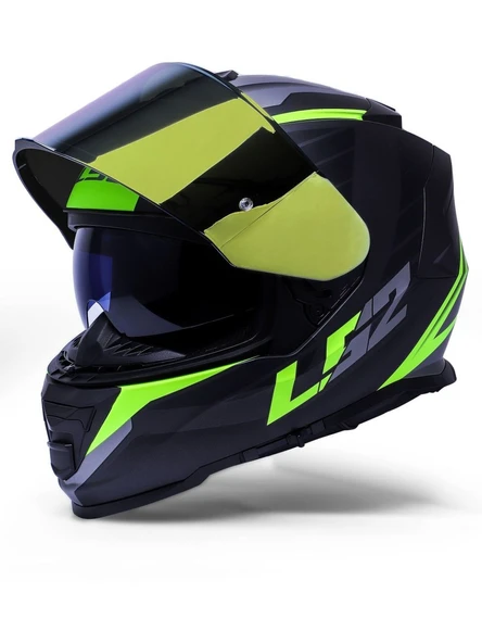 LS2 Storm 2 Nerve Neon Sarı Kapalı Motosiklet Kaskı Gold Camlı - 3