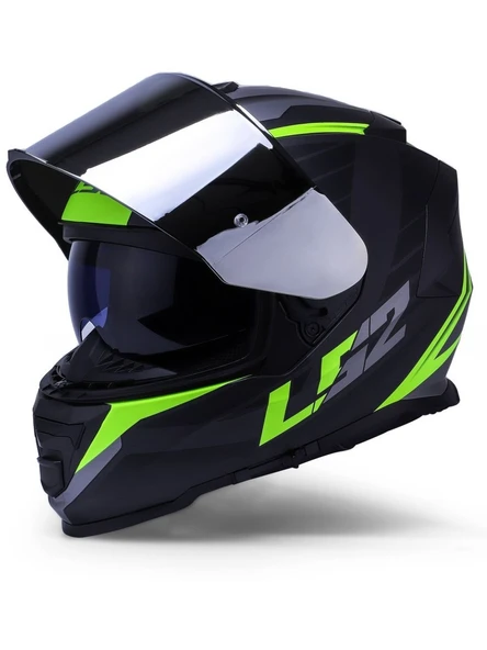 LS2 Storm 2 Nerve Neon Sarı Kapalı Motosiklet Kaskı Gri Camlı - 3
