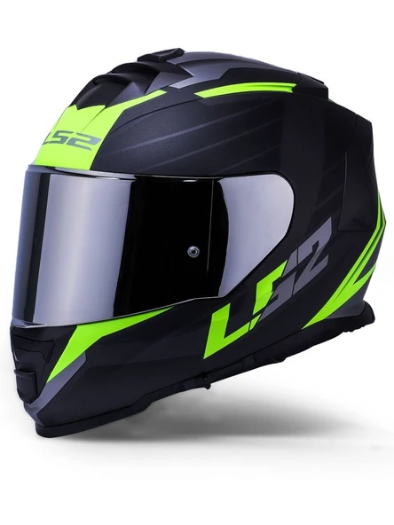 LS2 Storm 2 Nerve Neon Sarı Kapalı Motosiklet Kaskı Gri Camlı