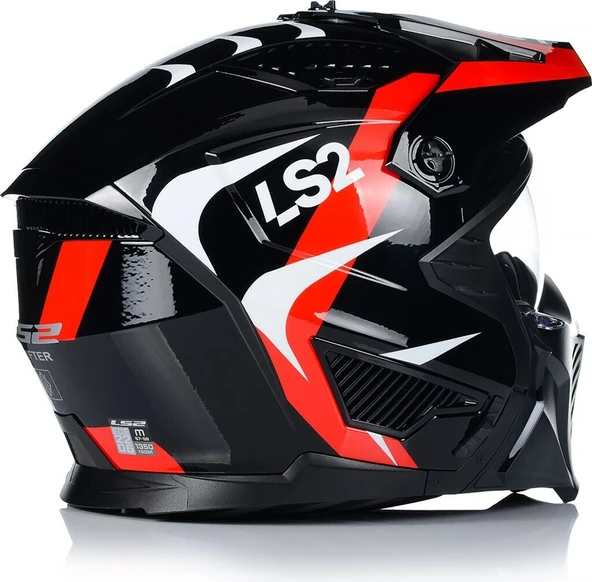 LS2 Drıfter Trıalıty Çene Çıkarılabilir Modüler Motosiklet Kaskı Kırmızı- Siyah - Resim 6