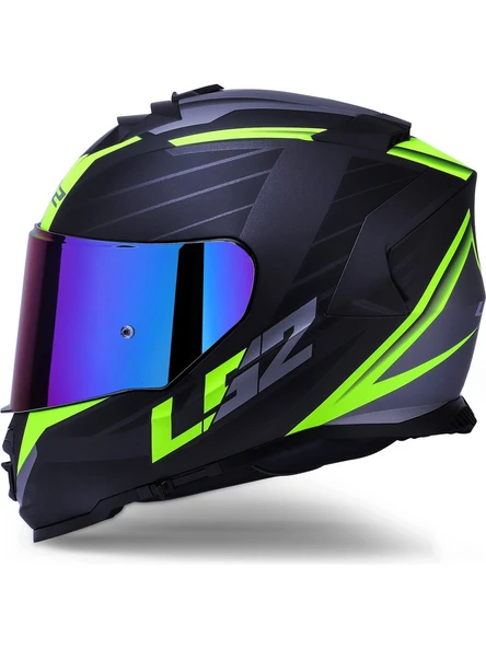 LS2 Storm 2 Nerve Neon Sarı Kapalı Motosiklet Kaskı Gökkuşağı Camlı - 2