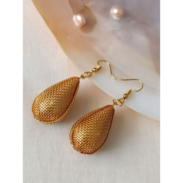 Damla Model Altın Kaplama Küpe- Anka Gemstone