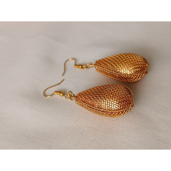 Damla Model Altın Kaplama Küpe- Anka Gemstone - 2