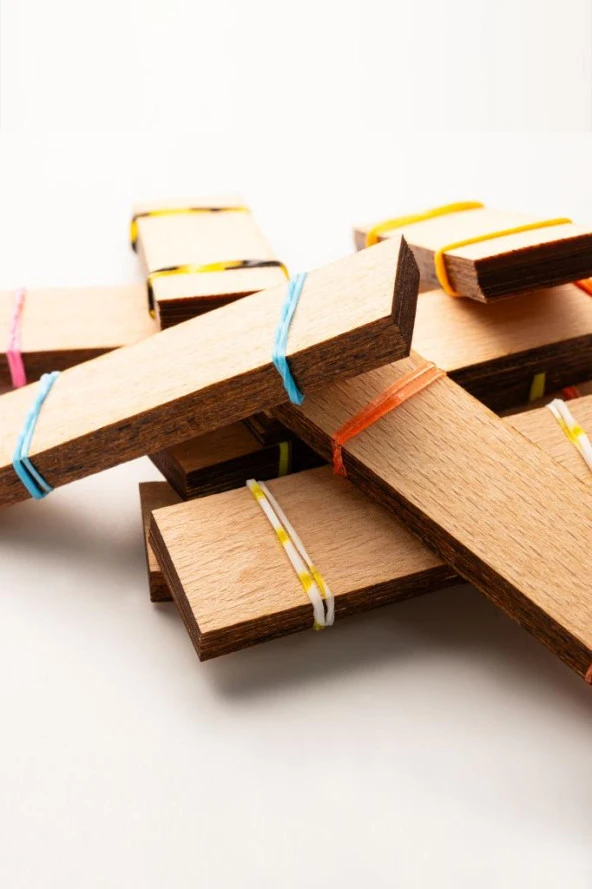 Ahşap Mum Fitili + Yapışkanlı Sehpa - 75 Adet ( 20mm x 75mm x 0,5mm ) - Resim 4