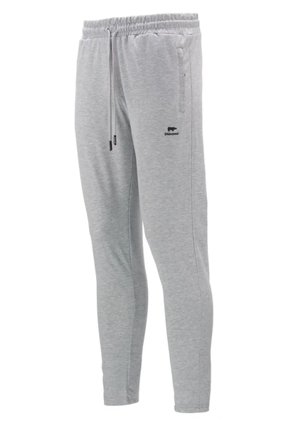 Erkek Düz Paça Standart Fit Lastikli Gri Haki 2'li Eşofman Altı Seti - 2