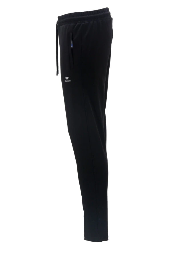 Erkek Düz Paça Standart Fit Lastikli Siyah Antrasit 2'li Eşofman Altı Seti - 3