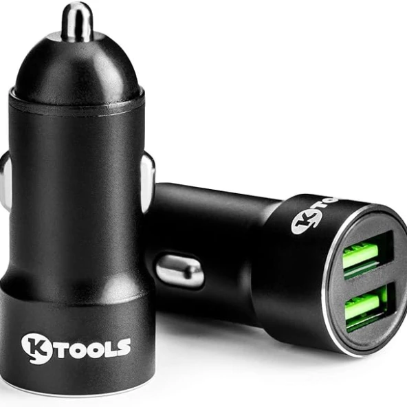 Ktools Drive Inn 2.4A 1m Micro USB Çift USB Araç Şarjı Çakmaklık