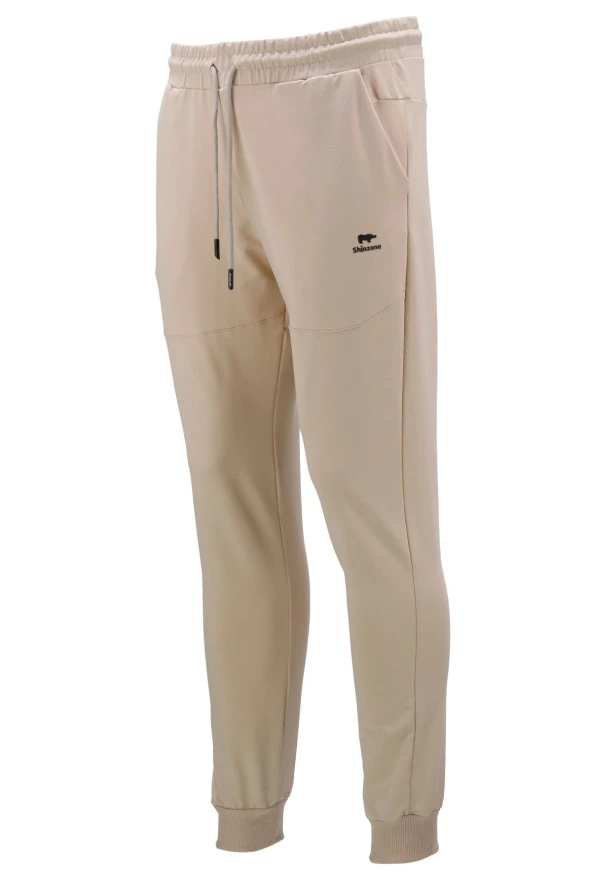 Erkek Yazlık Standart Fit Lastikli Bej Antrasit 2'li Eşofman Altı Seti - 2