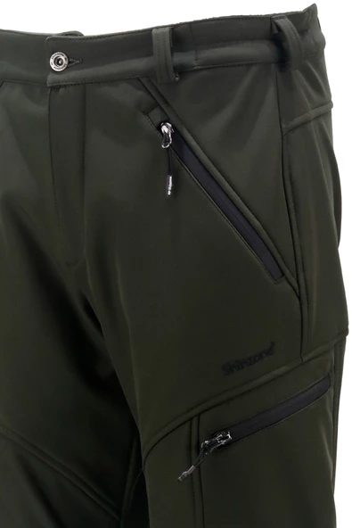 Erkek Soft Shell içi Polarlı Outdoor Siyah Haki 2'li Pantolon Set - 9