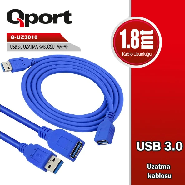 QPORT Q-UZ3018  1,8m USB 3.0 UZATMA KABLO AM-AF ürün görseli