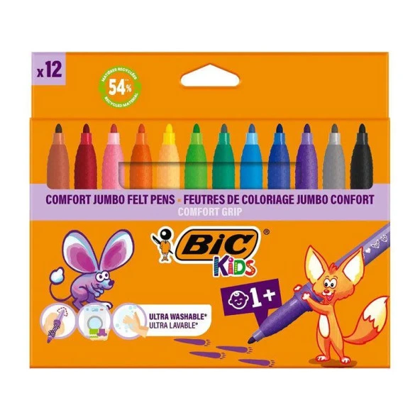 Bic Keçeli Kalem Comfort Jumbo 12 Renk Keçeli Boya Kalemi
