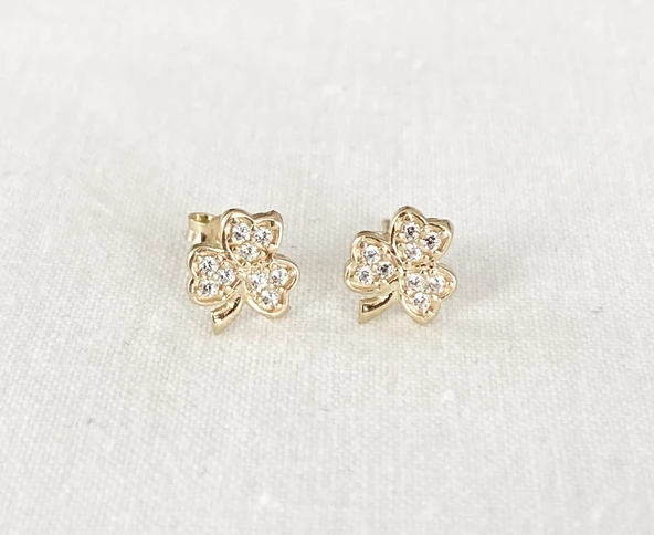 Yonca Altın Küpe - Resim 1