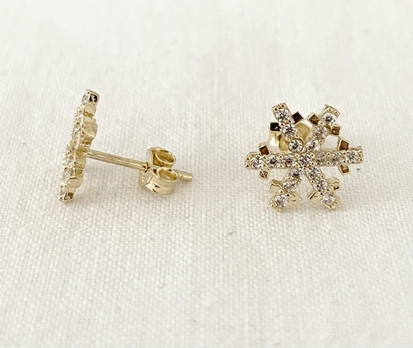 Kar Tanesi Altın Küpe - Resim 2