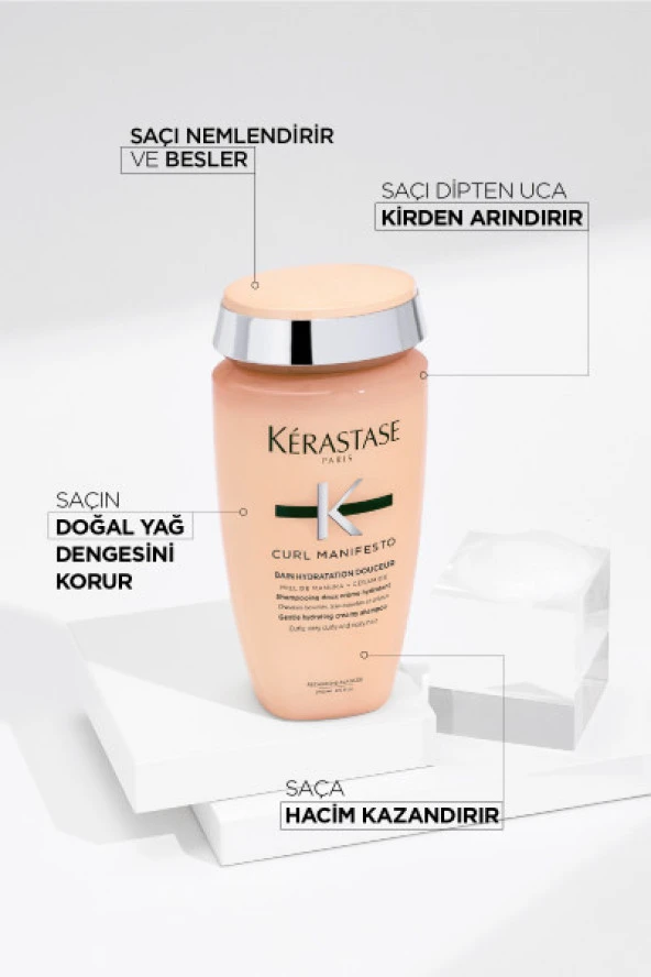 Bain Hydratation Douceur Kıvırcık Saçlar için Besleyici Şampuan 250ml - Resim 5