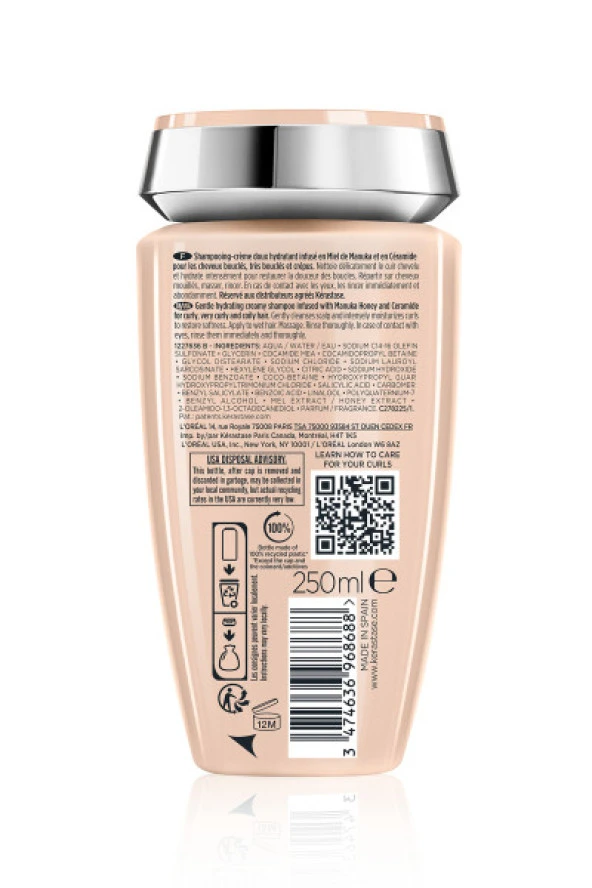 Bain Hydratation Douceur Kıvırcık Saçlar için Besleyici Şampuan 250ml - Resim 8