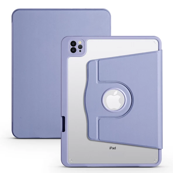 iPad Air 11 2024 Kılıf Termik Kalem Bölmeli Dönebilen Standlı Tablet Kılıfı - 8