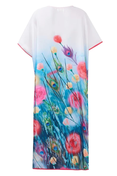 Peraluna SPRINGFIELD LONG DRESS Baskılı Saten Kadın Uzun Elbise - Çok Renkli - 9