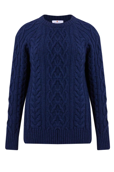 Peraluna DENIZ CABLE PULLOVER Saç Örgülü Bisiklet Yaka Unisex Triko Kazak - Lacivert - Resim 8