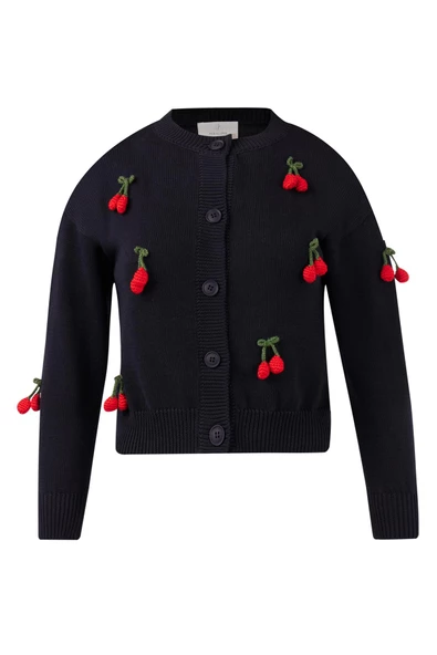 Peraluna CHERRY CARDIGAN - Organik Pamuk Kız Çocuk Hırka - Siyah - 10