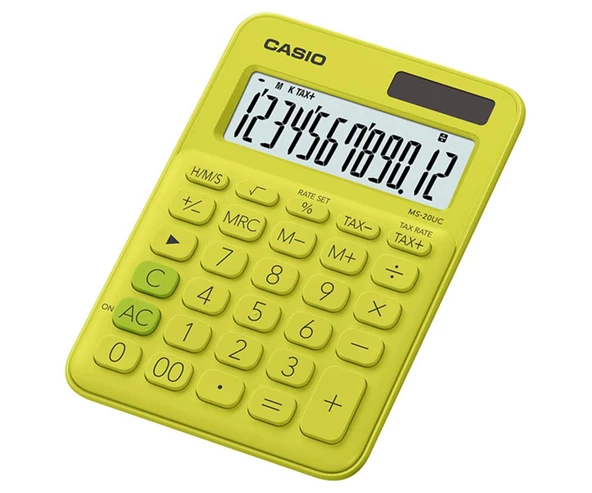 Casio MS-20UC-YG 12 Hane Sarı Masa Üstü Hesap Makinesi