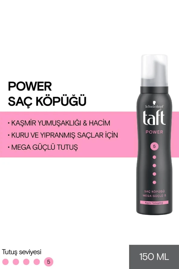 Taft Power Saç Köpüğü 5 Numara Kaşmir Yumuşaklığı 150 Ml