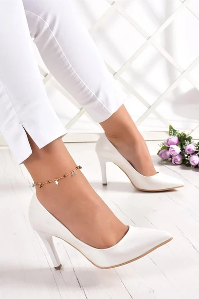 Erkan Saçmacı Gowa Sedef Vegan Sivri Burun İnce Topuklu Gelin Ayakkabısı - Resim 2