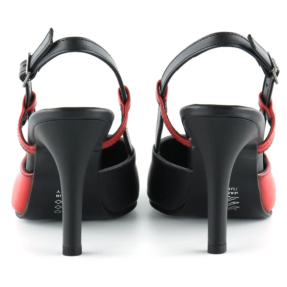 Erkan Saçmacı Sacha Siyah Kırmızı Arkası Açık Stiletto - 4
