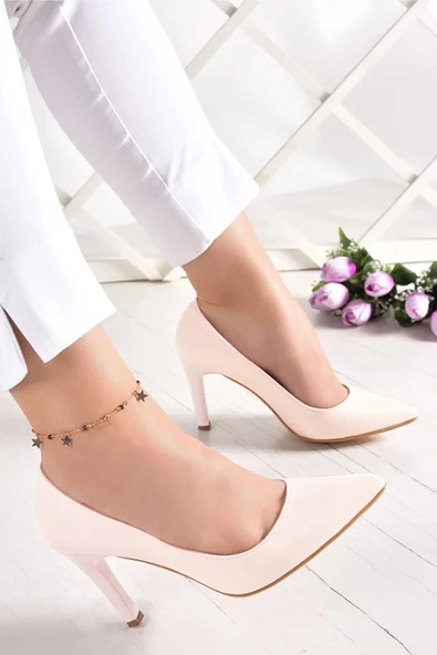 Erkan Saçmacı Gowa Bej Vegan Sivri Burun İnce Topuklu Klasik Stiletto Ayakkabı - Resim 2