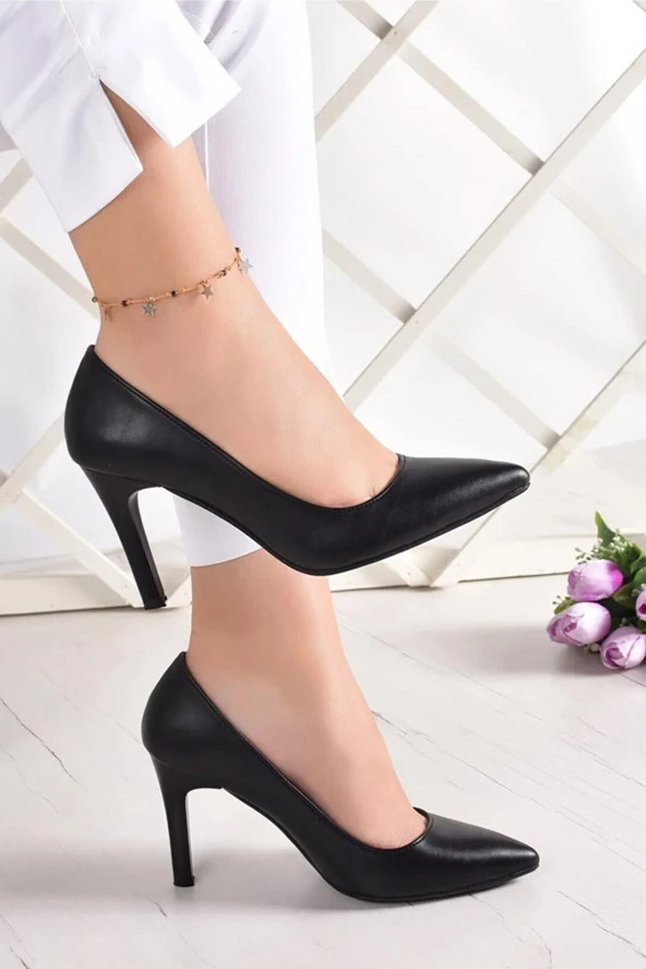 Erkan Saçmacı Gowa Siyah Vegan Klasik Stiletto