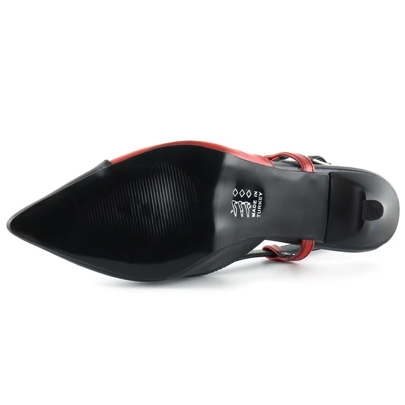 Erkan Saçmacı Sacha Siyah Kırmızı Arkası Açık Stiletto - 5