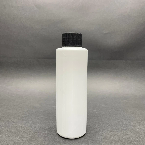 150 cc Mat Beyaz Sert PE Şişe  - Siyah Contalı Kapaklı- 150ml Plastik Şişe x 10 Adet