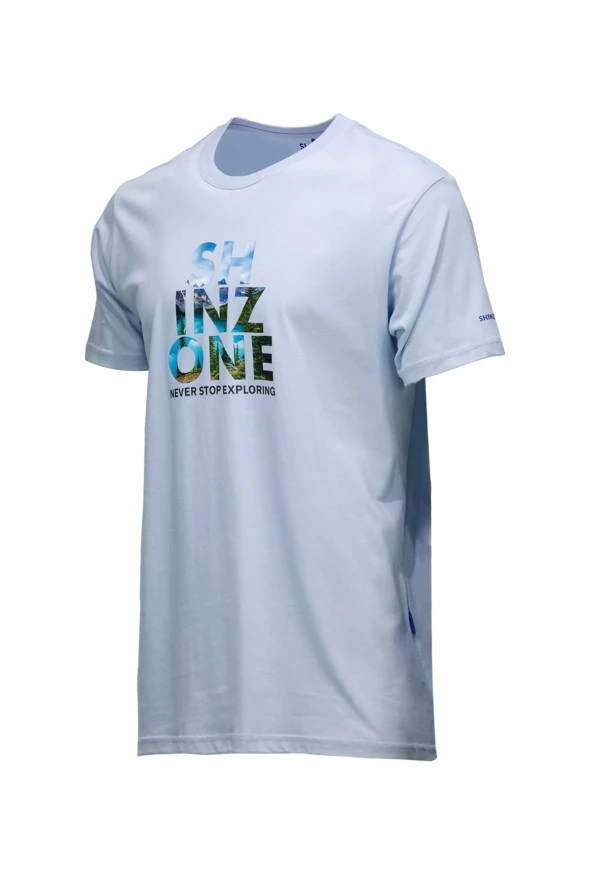 Erkek Standart Fit Göğüs Baskılı Vizon Mavi 2'li Set T-Shirt - 6