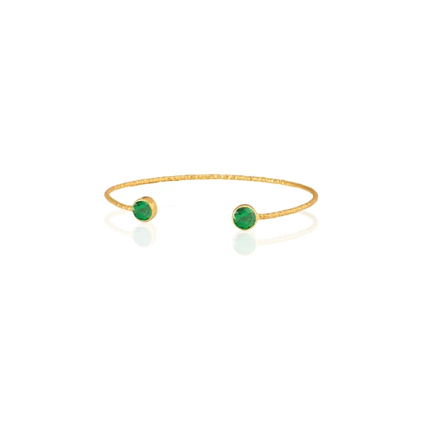Kadir Jewellery 22 Ayar Altın Kaplama El İşçiliği Zirkon Taşlı Kadın Charm Bileklik - 3