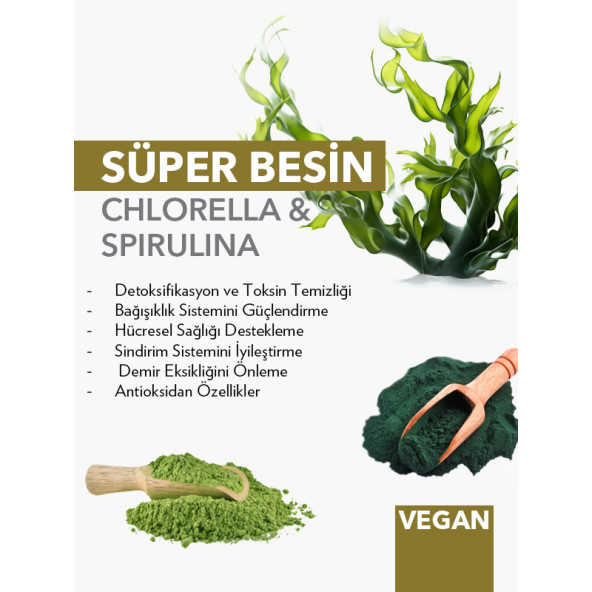 Organik Spirulina Chlorella Tozu Katkısız 50 gr - 2