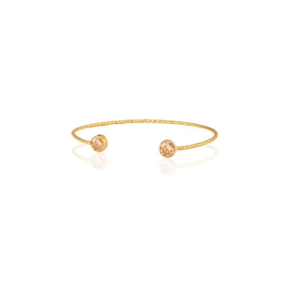 Kadir Jewellery 22 Ayar Altın Kaplama El İşçiliği Zirkon Taşlı Kadın Charm Bileklik - 5