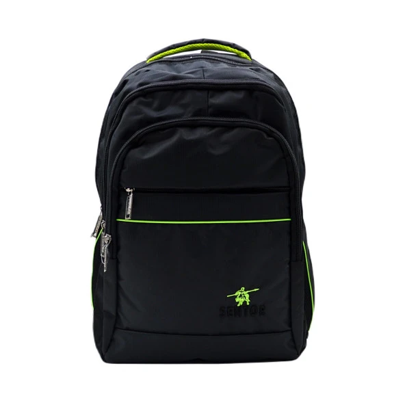 Sentor 4 Bölmeli Laptop Bölmeli Okul Sırt Çantası Yeşil Çizgili