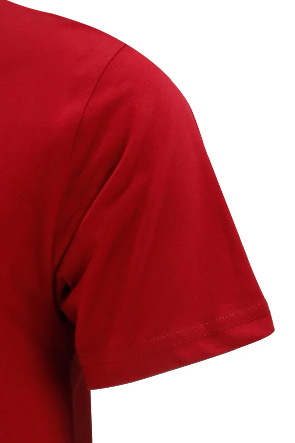 Erkek Standart Fit Kabartma Göğüs Baskılı Mavi Bordo 2'li Set T-Shirt - Resim 9