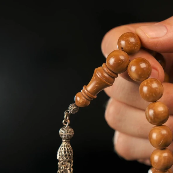 Efe Boy Küre Kesim Kuka 925 Ayar Gümüş Püsküllü Tesbih - Resim 2